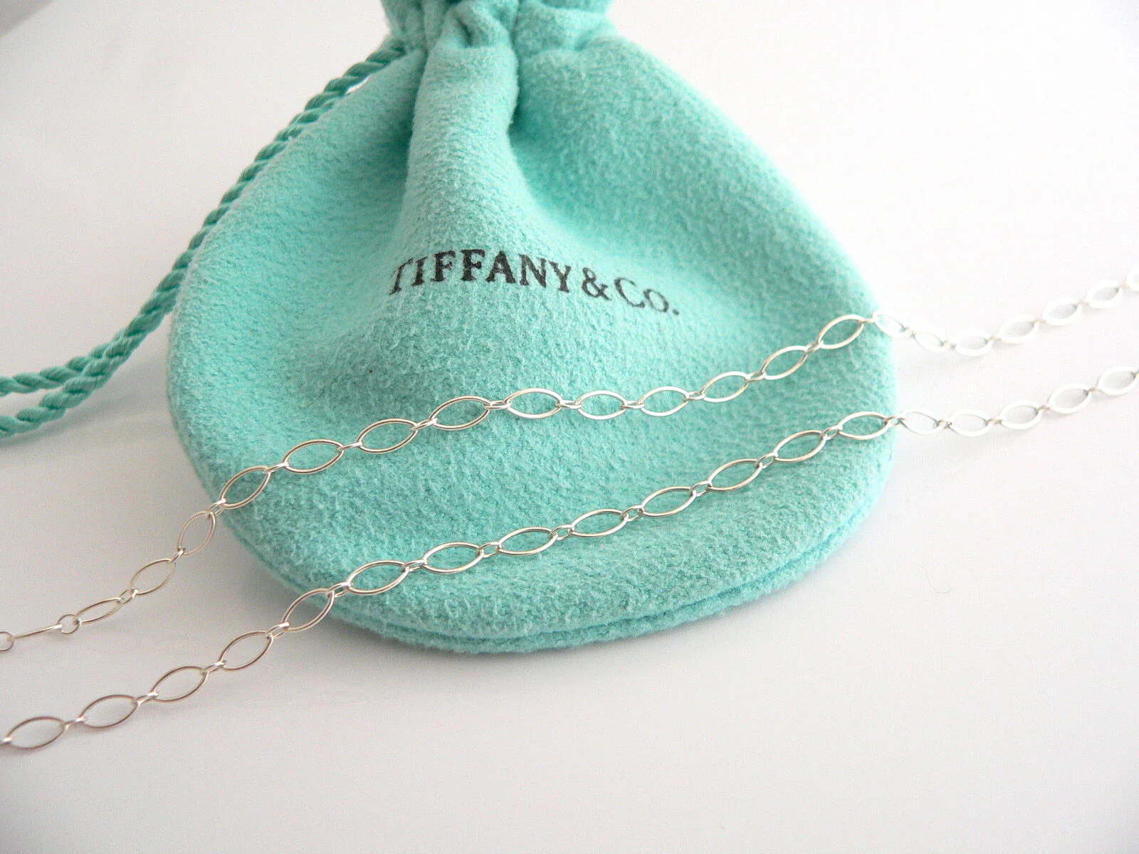 Tiffany & Co Silver Large Flower Garden Diamond Necklace Pendant 30 In Gift Love