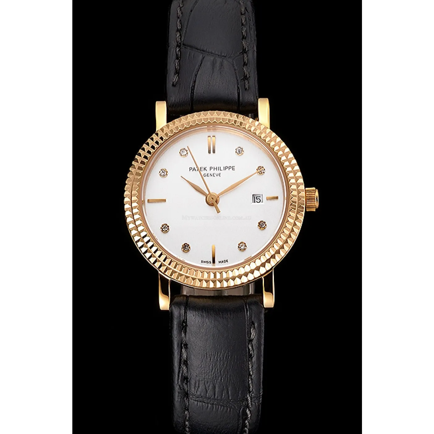 Calatrava White & Diamond Dial 28 mm, Yellow Gold Plated