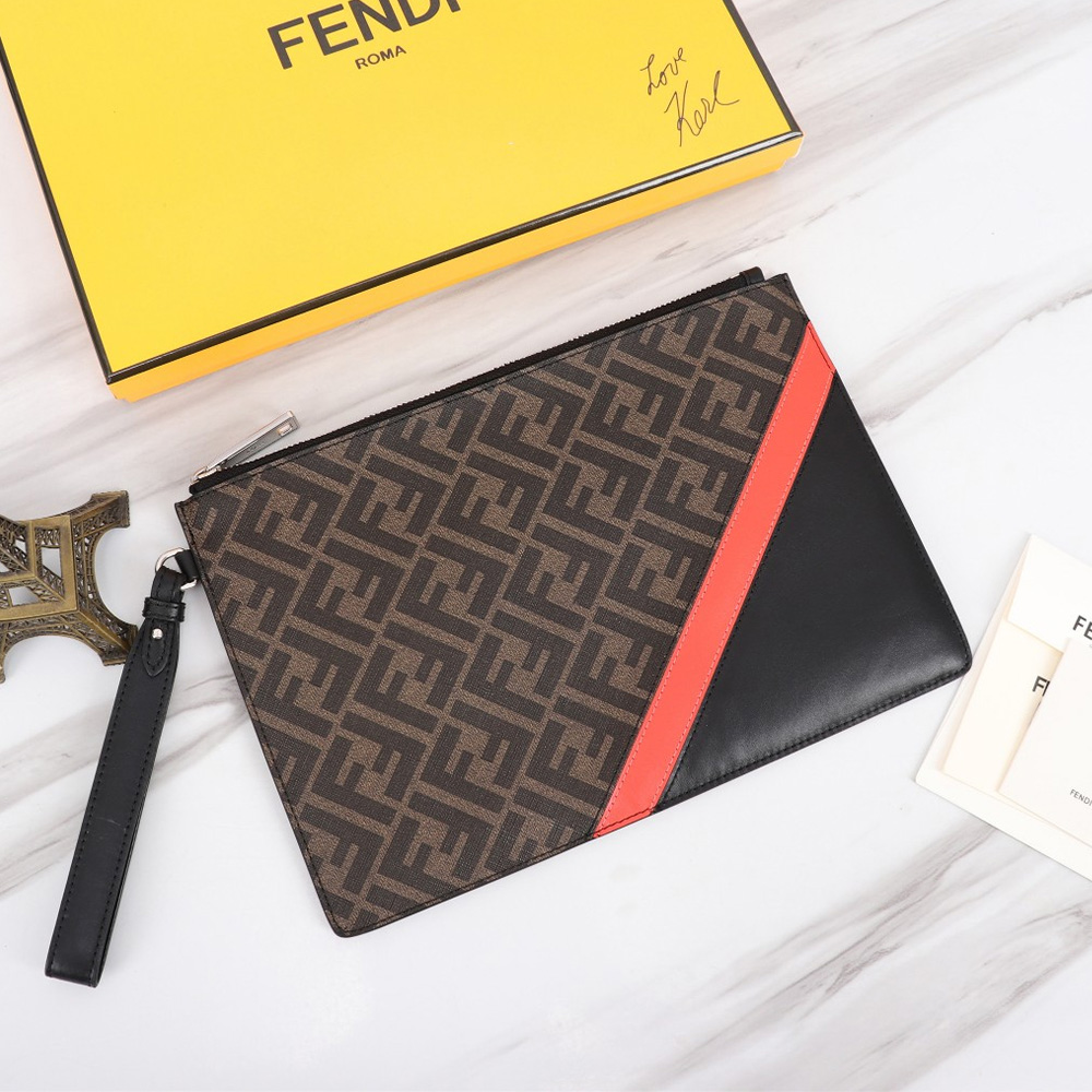FENDI Printed Canvas Clutch Toiletry Bag(Replica)