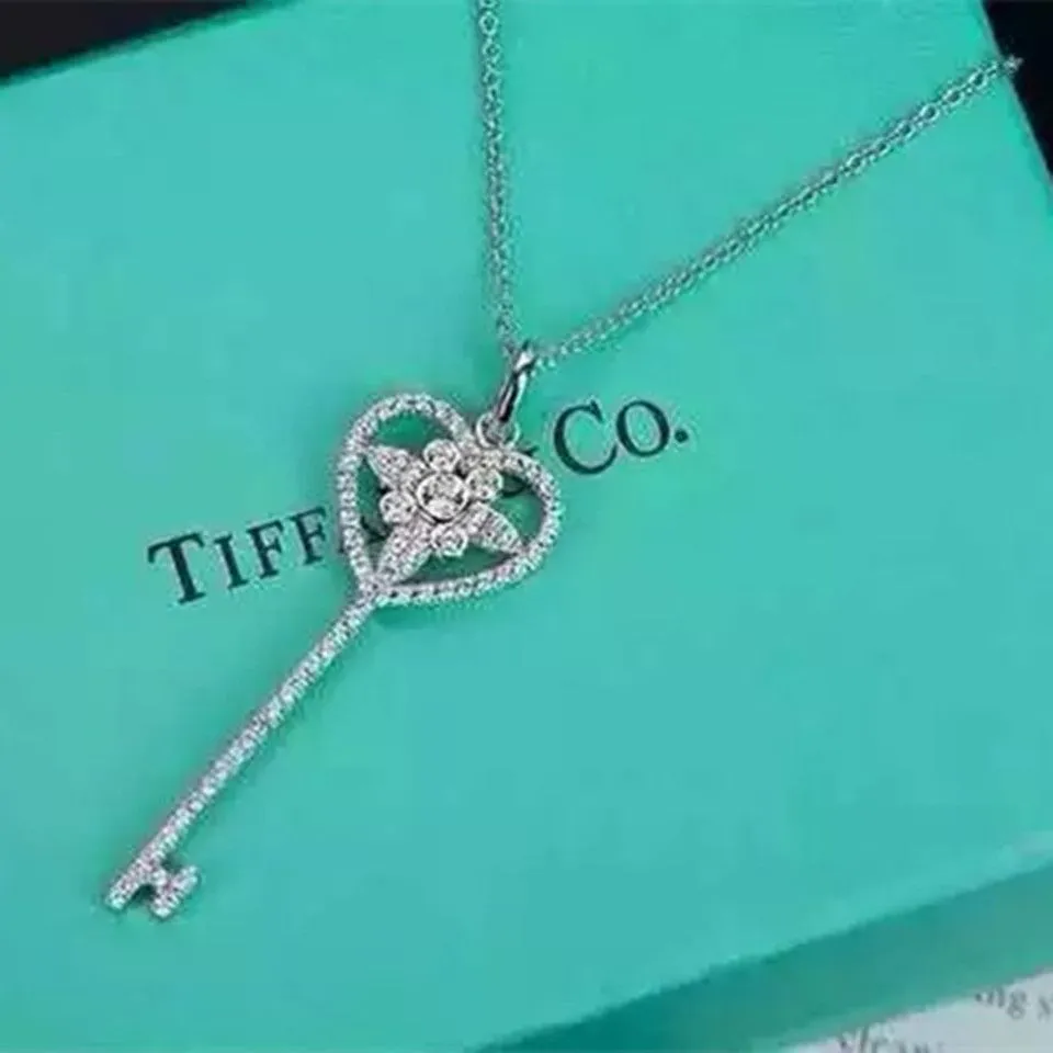 Tiffany Keys Ornate Heart Key Pendant Necklace Sterling Silver Best Christmas Gift