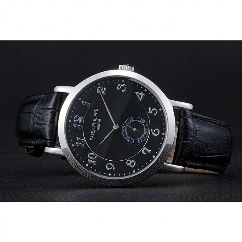 Calatrava Dial Black 42 mm, Stainless Steel