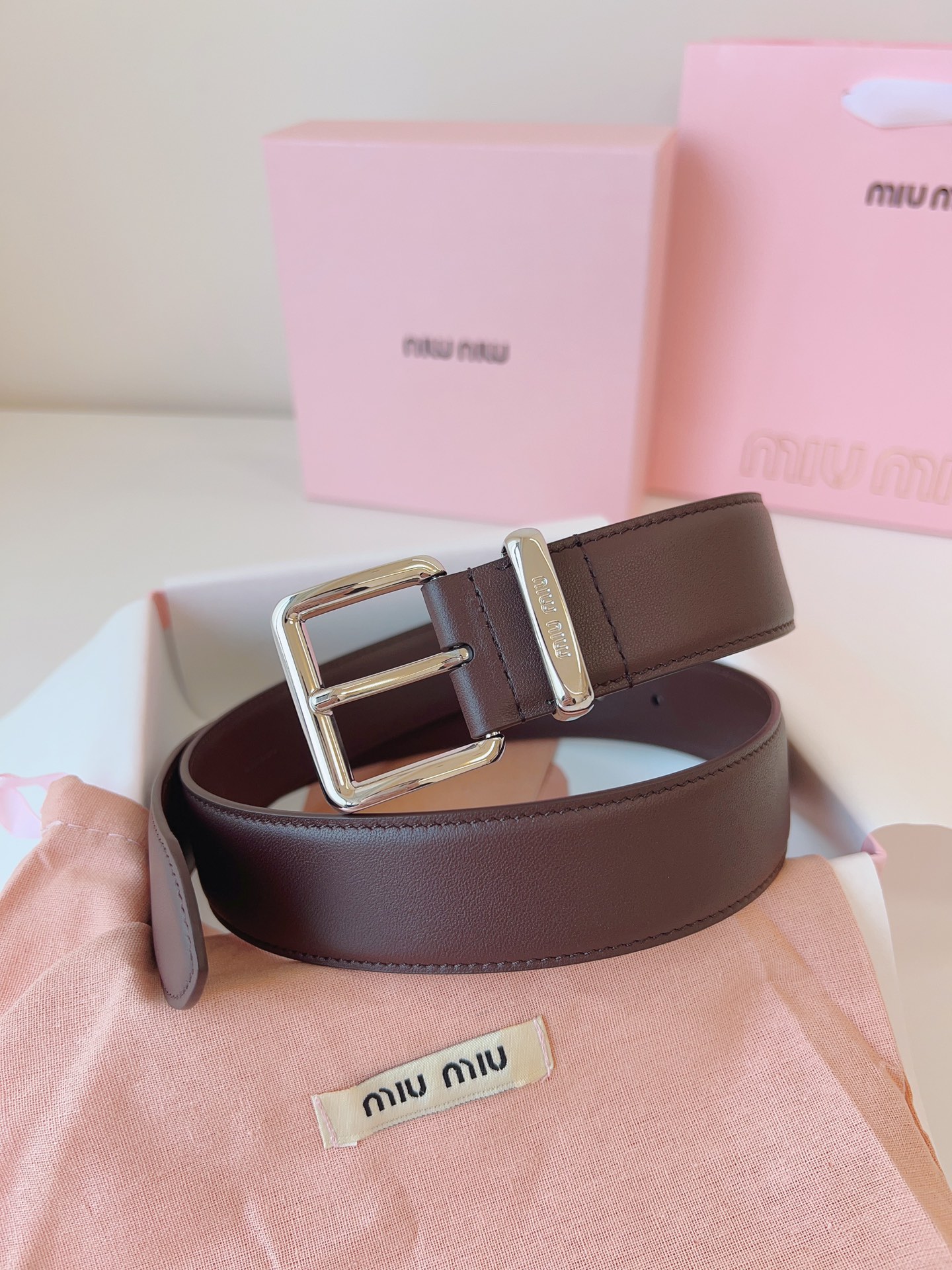 MiuMiu Leather Belts 1:1 Mirror Version