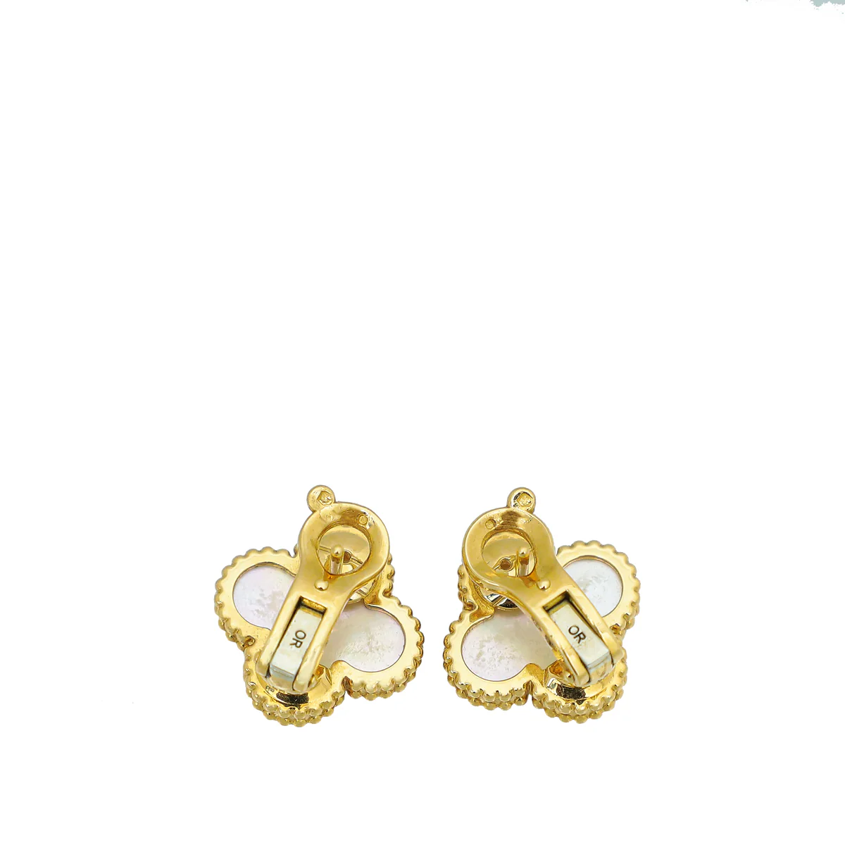 Van Cleef & Arpels 18K Yellow Gold MOP Vintage Alhambra Earrings