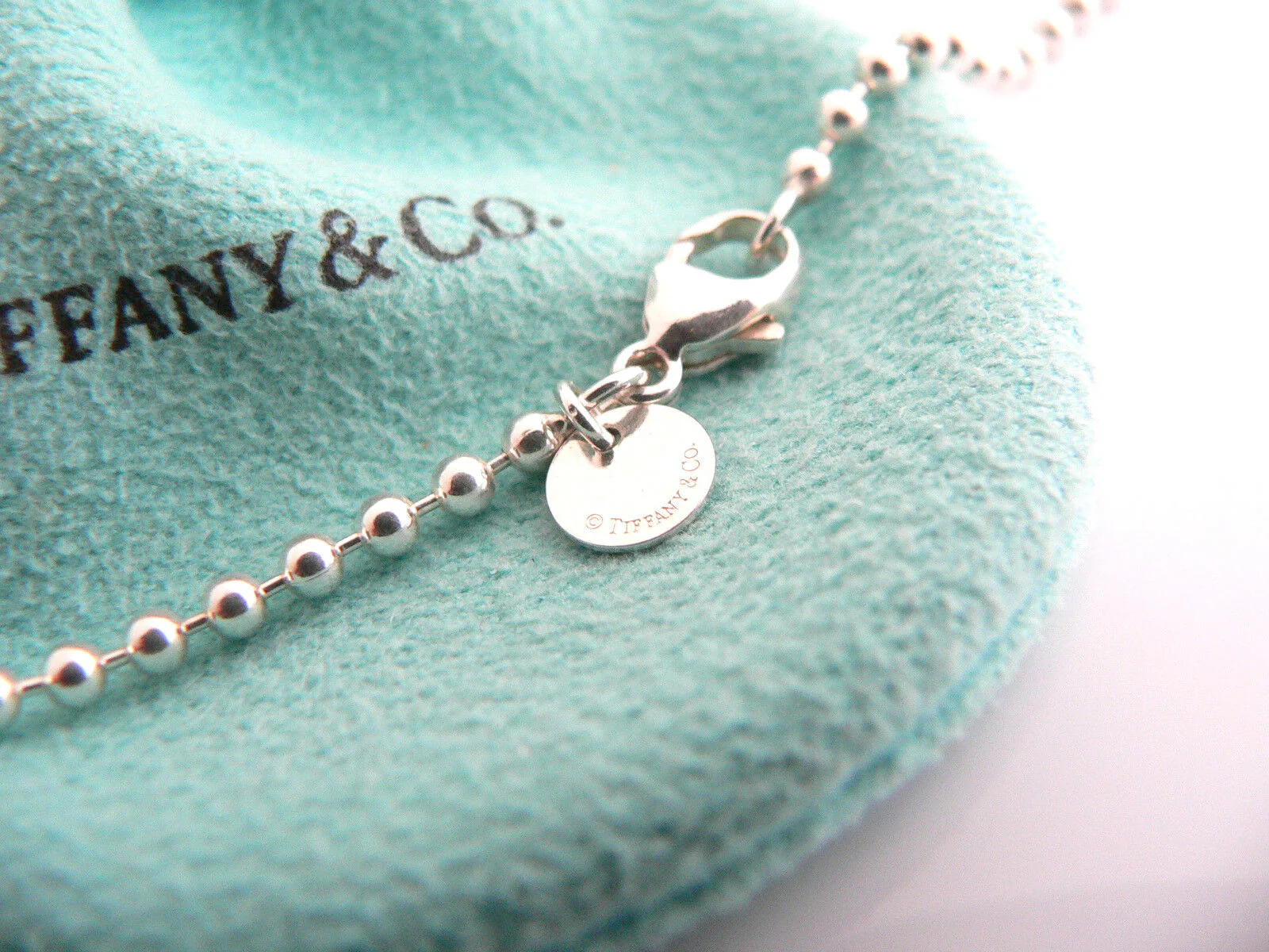 Tiffany & Co Large Heart Key Necklace Pendant Charm 34 In Chain Gift Love Pouch