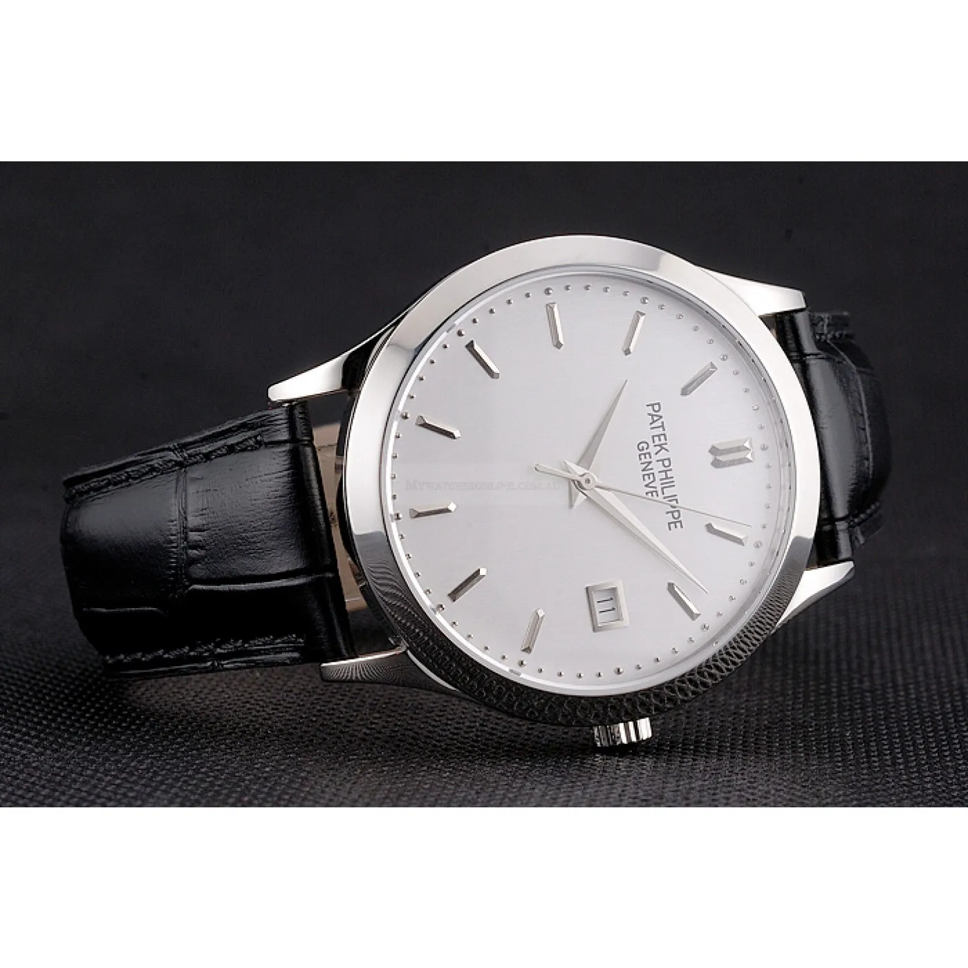 Calatrava Dial White 38 mm, Stainless Steel
