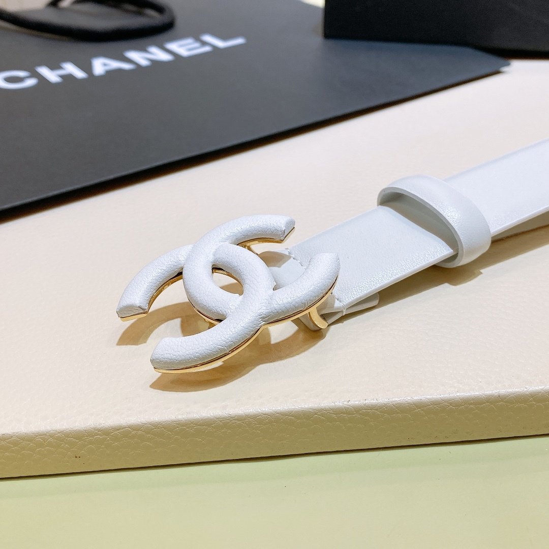 Chanel Belt With Double C Buckle White White-Toned Hardware Women Belt 30MM