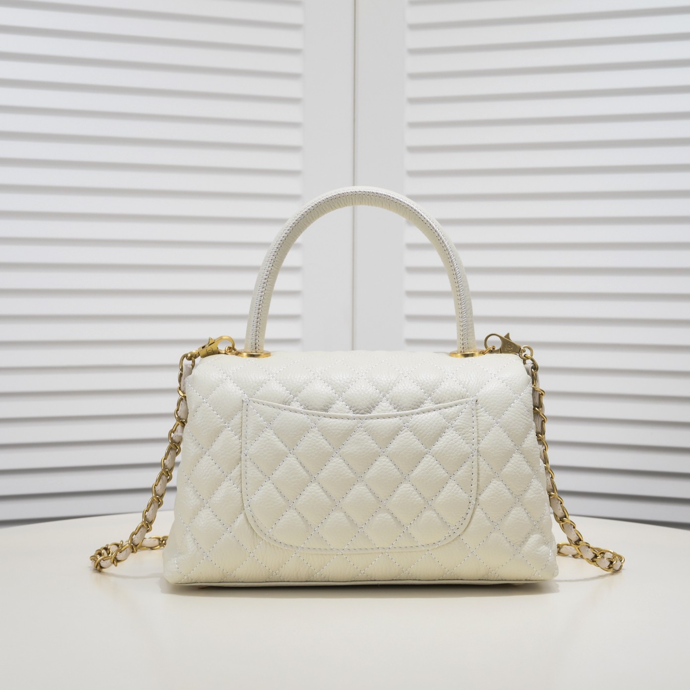 Chanel Stripe Gold Buckle Large  Shoulder Bag Handbag