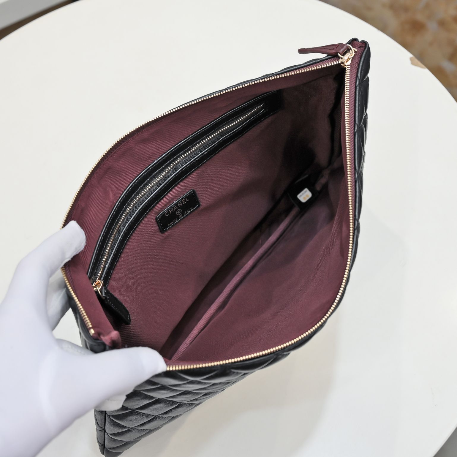 Chanel Cowhide Caviar Lattice Clutch silver buckle Clutch Bag Handbag