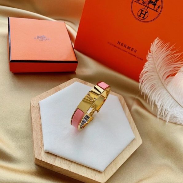 Hermes Bracelet Dupe, Clic H Bracelet, Pink Enamel
