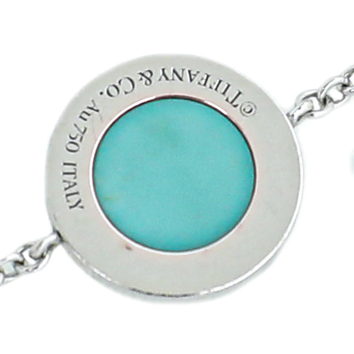 Tiffany & Co 18K White Gold T Diamond and Turquoise Circle Bracelet