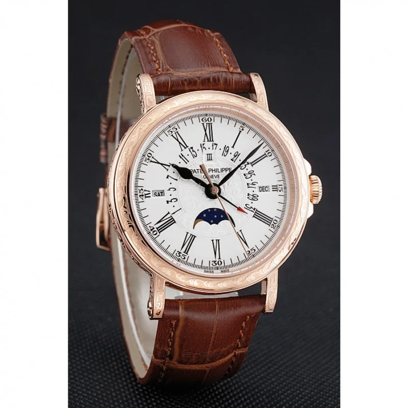 Perpetual Calendar Retrograde Dial White 40 mm, Rose Gold Plated