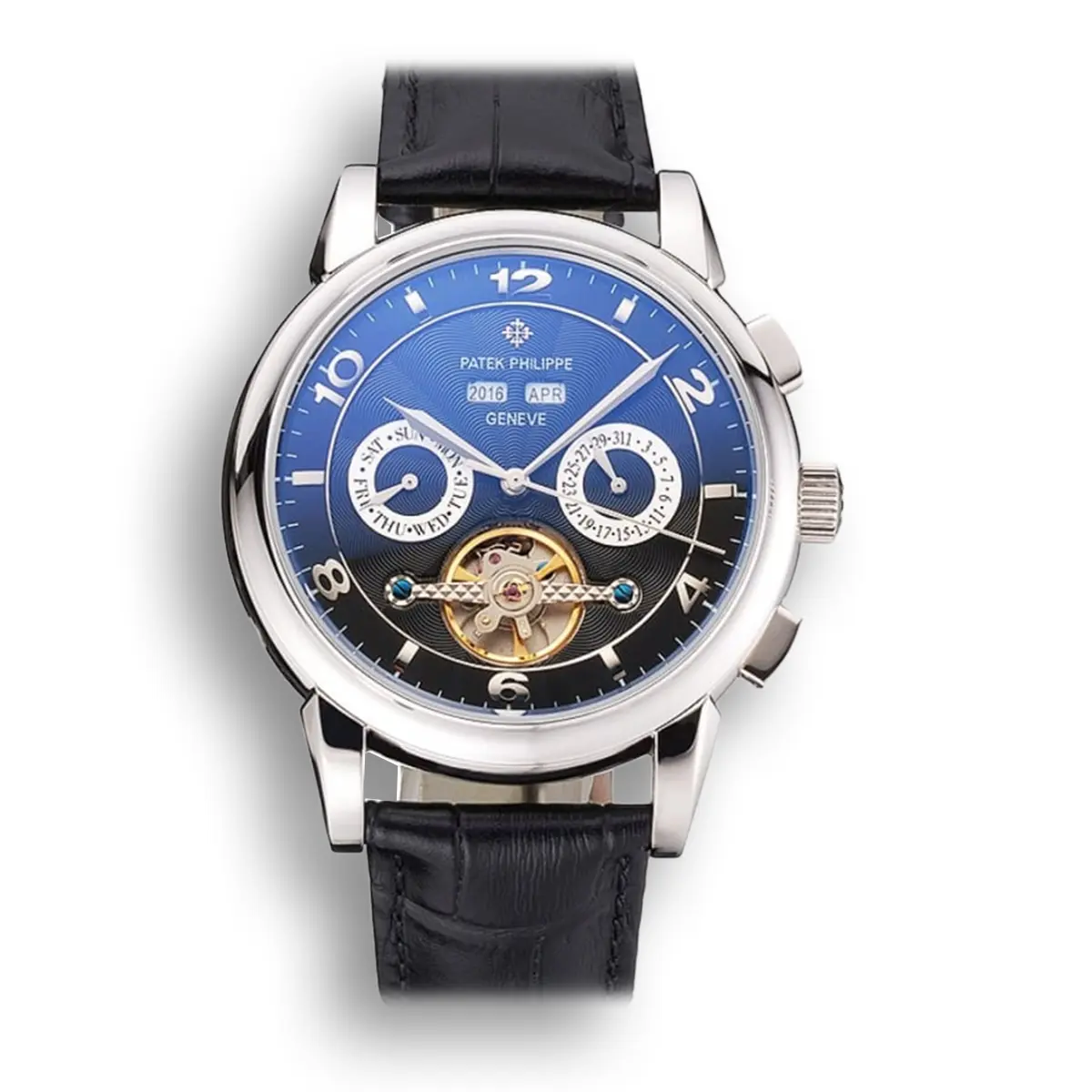 Perpetual Calendar Tourbillon Dial Black 44 mm, Stainless Steel