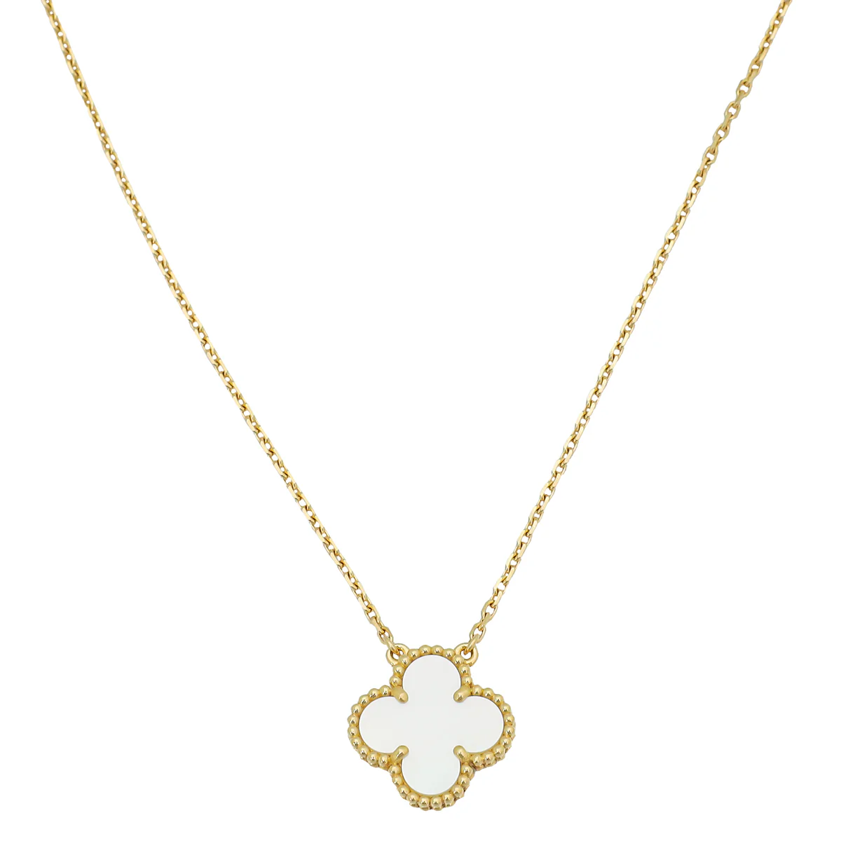 Van Cleef & Arpels 18K Yellow Gold MOP Vintage Alhambra Necklace