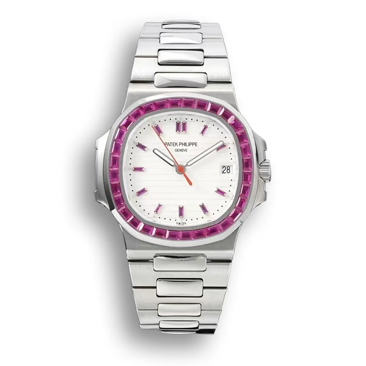 Nautilus 5711/1A-018  40 mm, Stainless Steel White Dial Purple Iced out