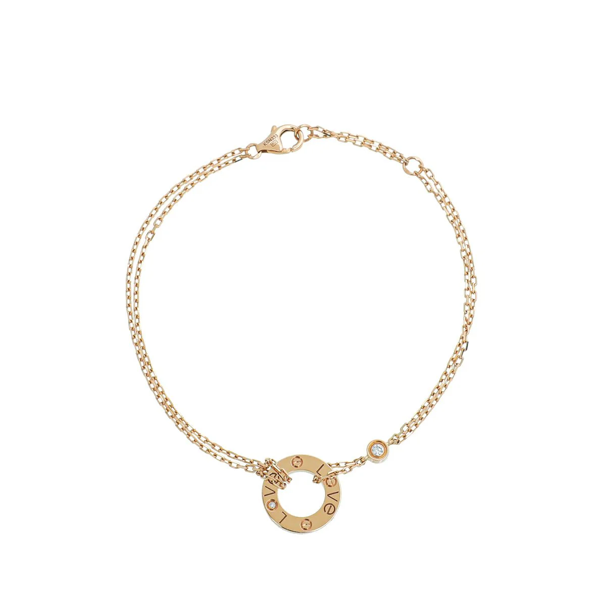 Cartier 18K Rose Gold 2 Diamond Love Bracelet
