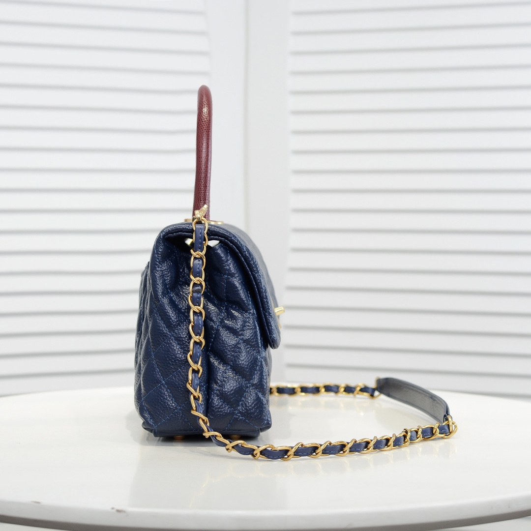 Chanel Stripe Gold Buckle Medium Shoulder Bag Handbag