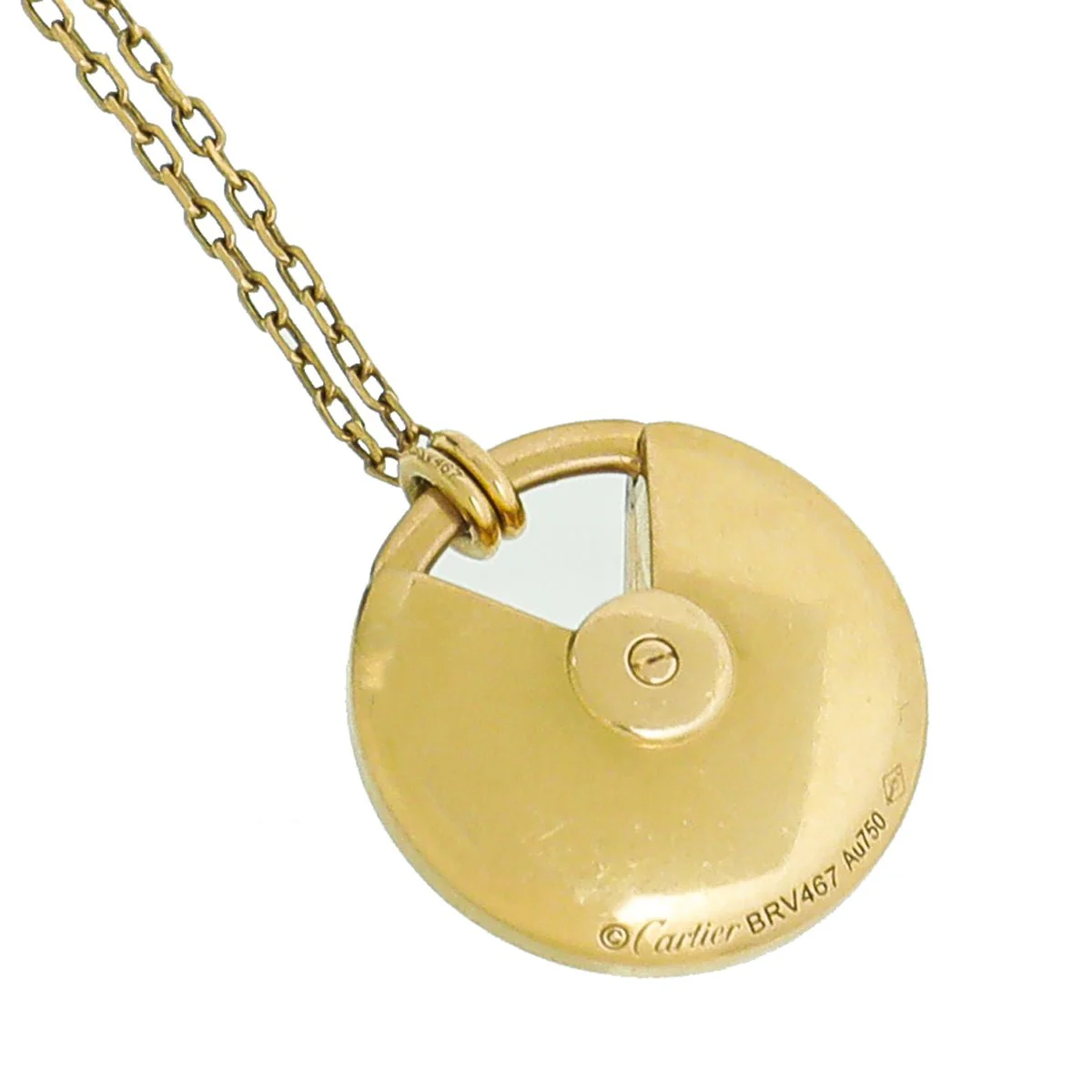 Cartier 18K Yellow Gold Diamond MOP Amulette Small Necklace