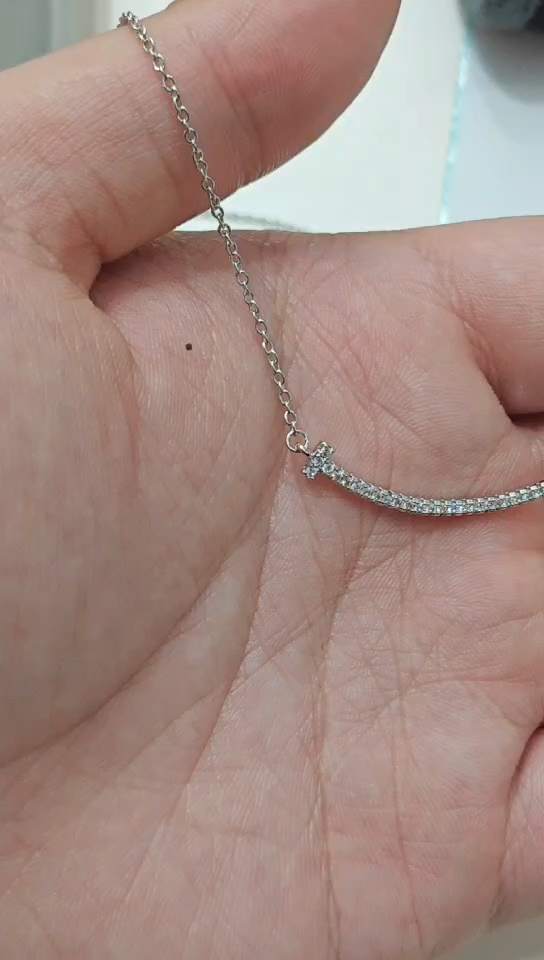 Fake Tiffany T Smile Pendant, White Gold & Rose Gold & Gold