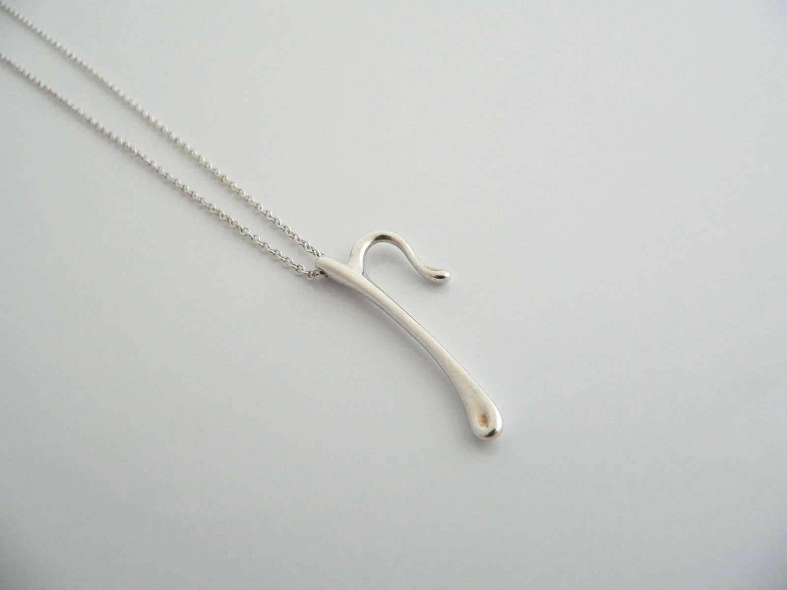 Tiffany & Co Silver Peretti Alphabet P Necklace Pendant Charm Chain Gift Love