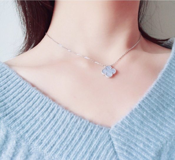 Van Cleef Necklace Dupe, Purple Chalcedony Clover Necklace