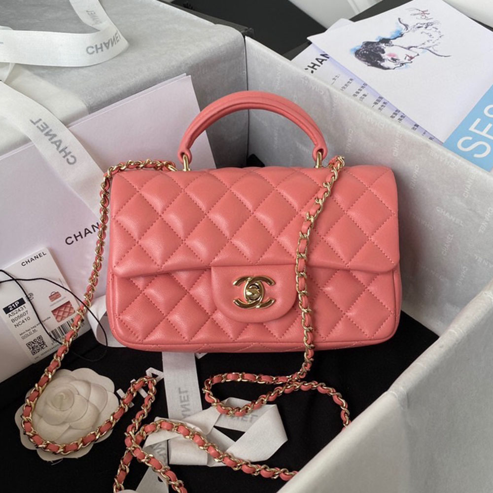 Chanle Lambskin Mini Top Handle CF Shoulder Bag(Replica)