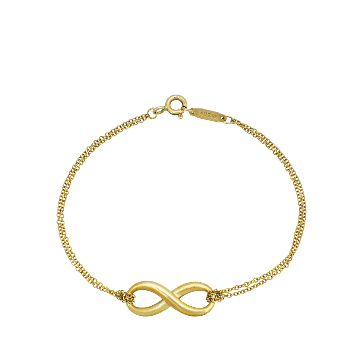 Tiffany & Co 18K Yellow Gold Infinity Double Chain Bracelet