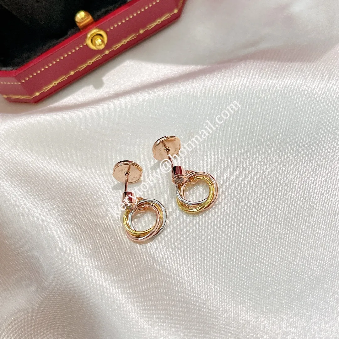Popular Party Style Cartier Trinity Earrings White Gold/Yellow God/Rose Gold with Diamonds B8043200 For Sale