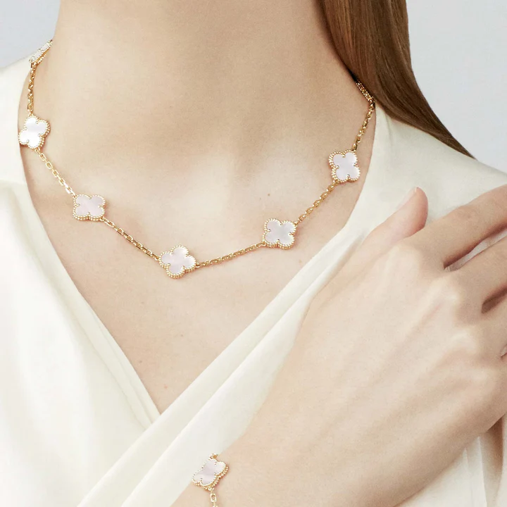 Clover Leaf Necklace,925 Silver, 18k Gold Plated,10 Motifs