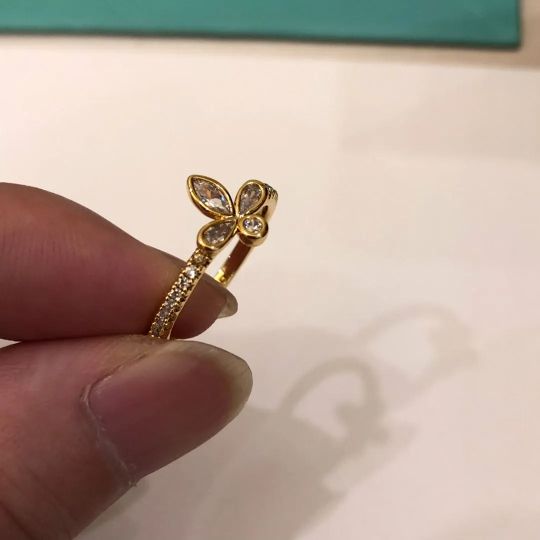 Classic Tiffany Fleur de Lis Petaloid Charm Women Diamonds Ring Silver/Yellow Gold/ Rose Gold