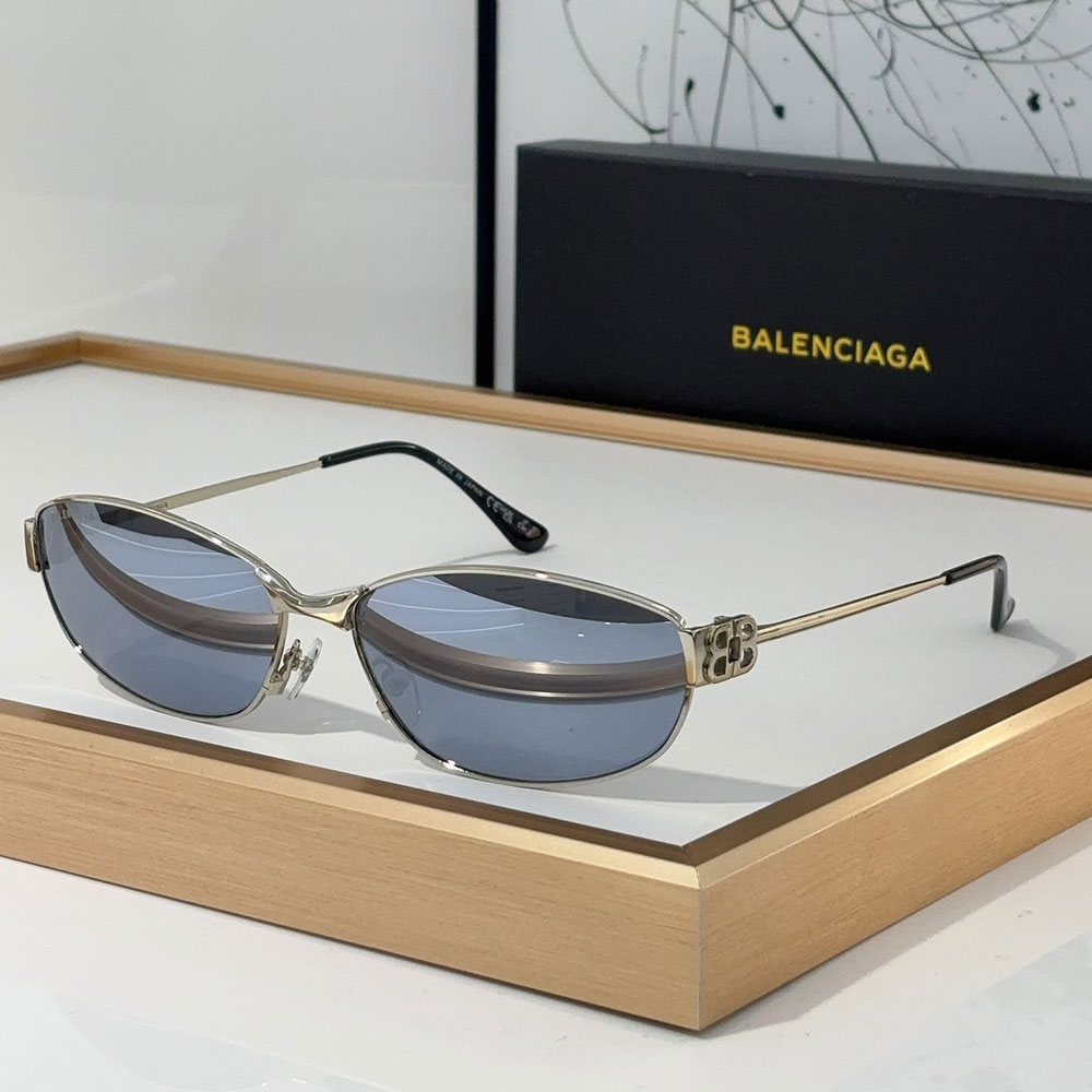 Balenciaga  Metal Mirror leg hollowed Out B Letter Logo   sunglasses Top quality （Replica）