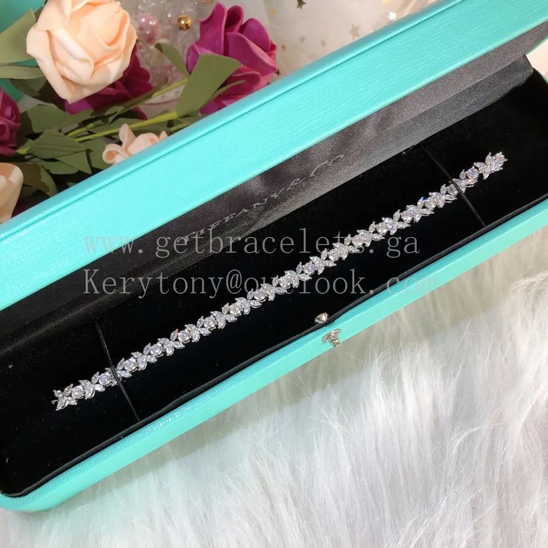 Tiffany Narrow Alternating Bracelet White Gold With Diamonds