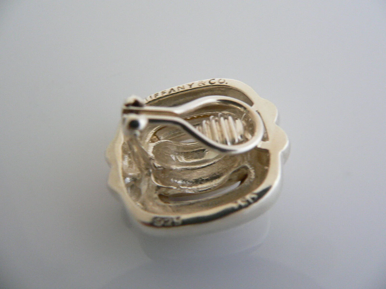 Tiffany & Co Silver 18K Gold Rope Square Clip On Earrings Gift Pouch Love