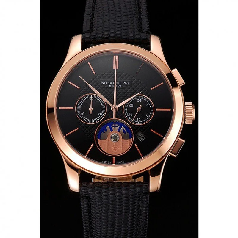 Chronograph Dial Black 43 mm, Rose Gold Plated