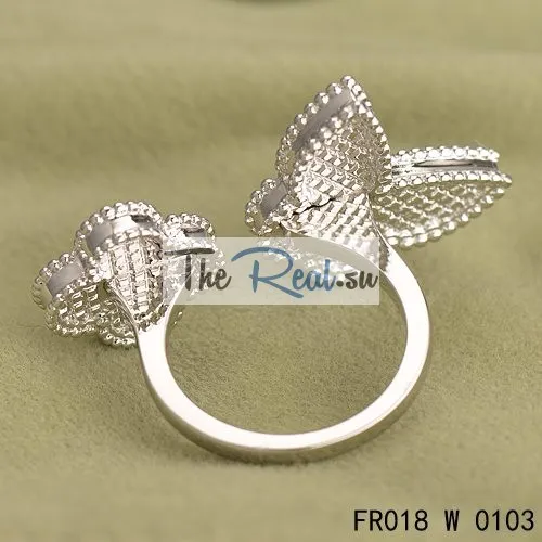 Van Cleef Arpels Luck Alhambra Between The Finger Ring White Gold Turquoise With Mother Of Pearl