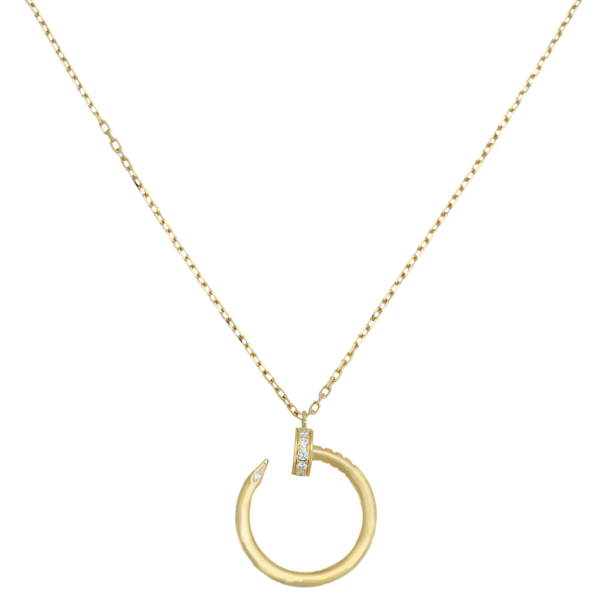 Cartier 18K Yellow Gold 14 Diamonds Necklace Juste Un Clou Pendant Necklace
