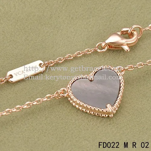 Van Cleef Arpels Sweet Alhambra Heart Pendant Pink Gold With Gray Mother Of Pearl