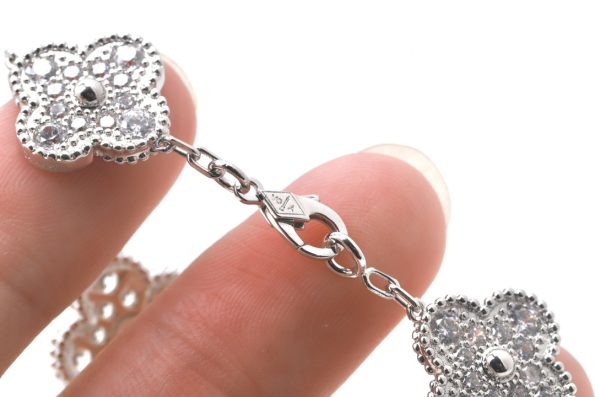 Van Cleef Bracelet Dupe, Sliver& Full Diamonds Clover