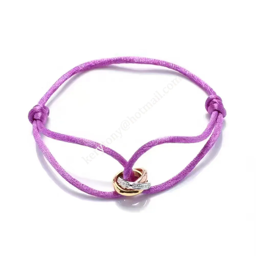 Most Luxury Cartier Trinity Rope Bracelet White Gold/Yellow God/Rose Gold With Diamonds Low Price