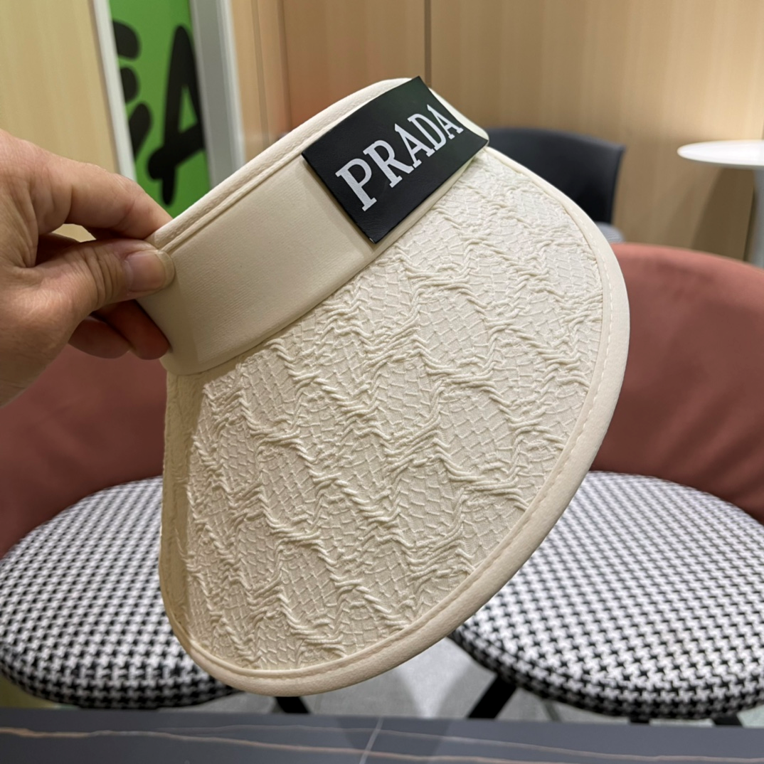 Prada Small Fragrant Wind Shade UV Protection Empty Top Hat  Sunhat （Replica）
