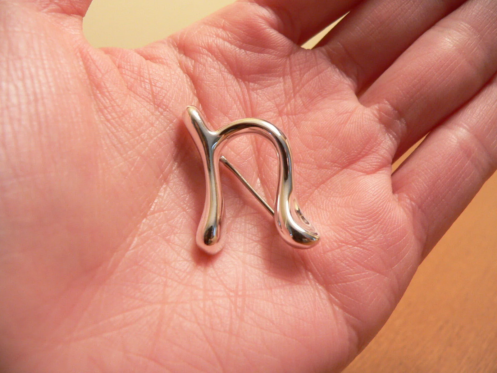 Tiffany & Co Silver Peretti Alphabet N Pin Brooch Rare Gift Love Personalized