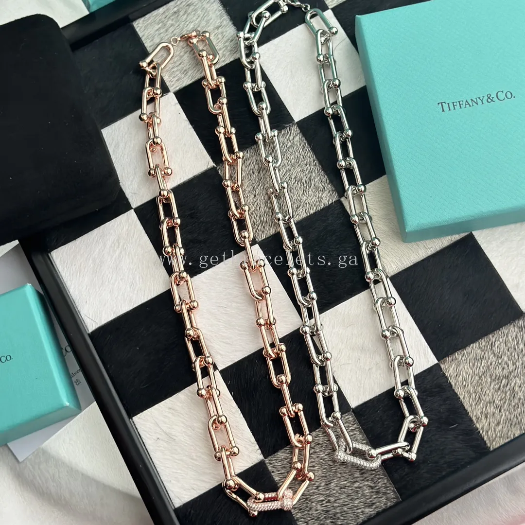 Tiffany HardWear Link Necklace With Diamonds Rose Gold/White Gold