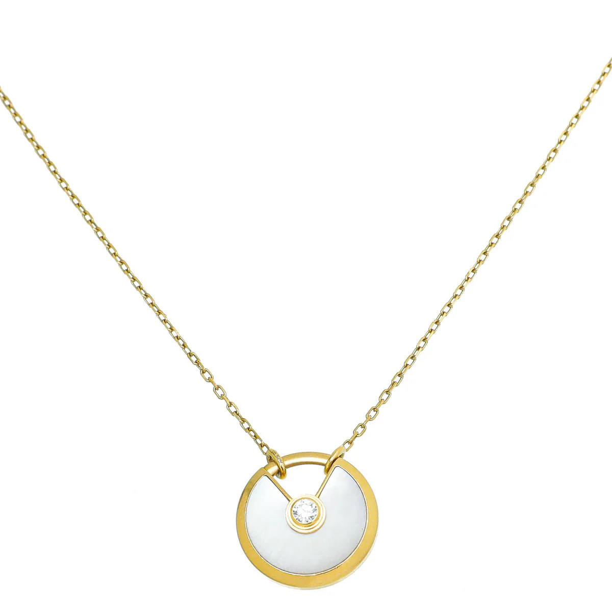 Cartier 18K Yellow Gold Diamond MOP Amulette Small Necklace