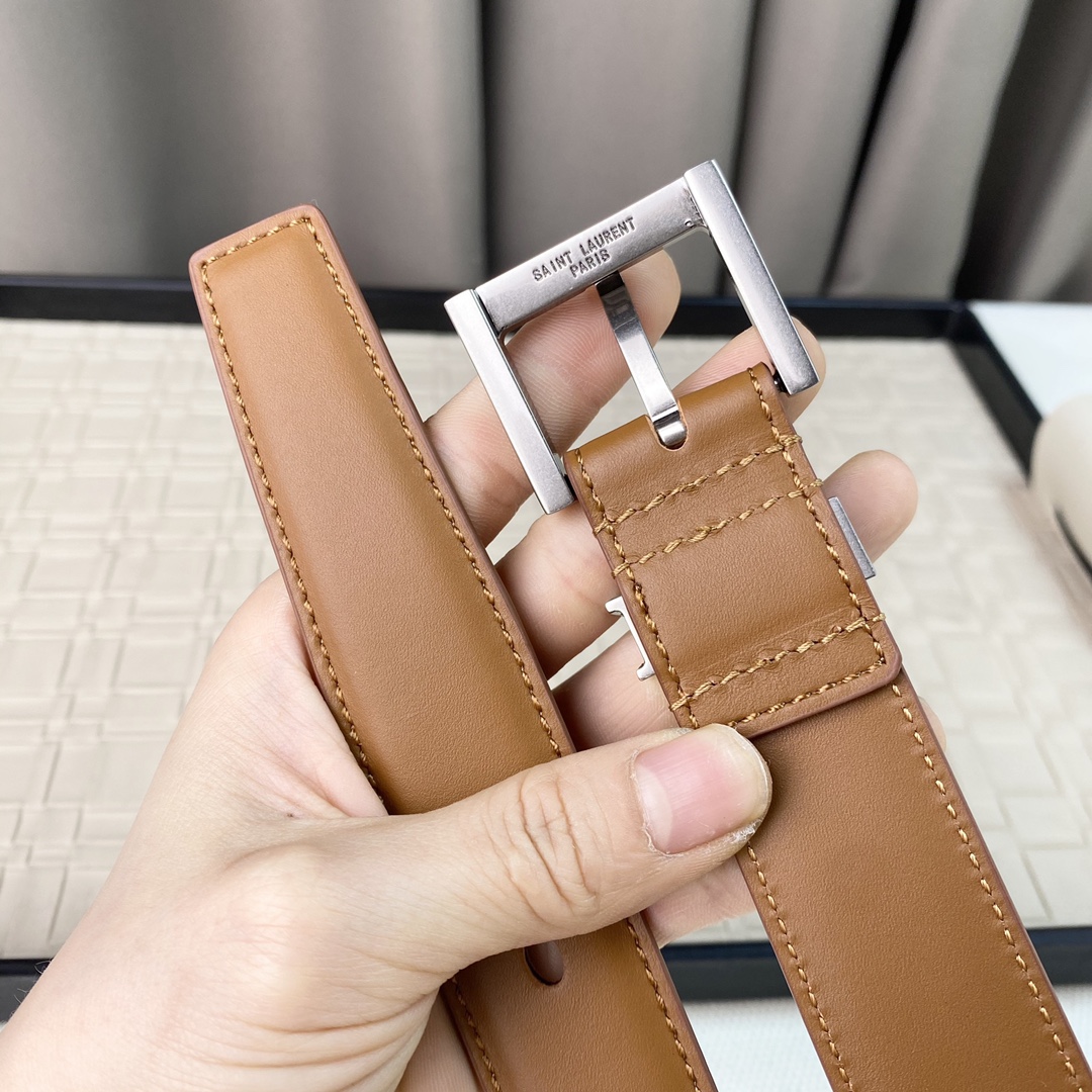 YSL Saint Laurent Leather Belts 1:1 Mirror Version