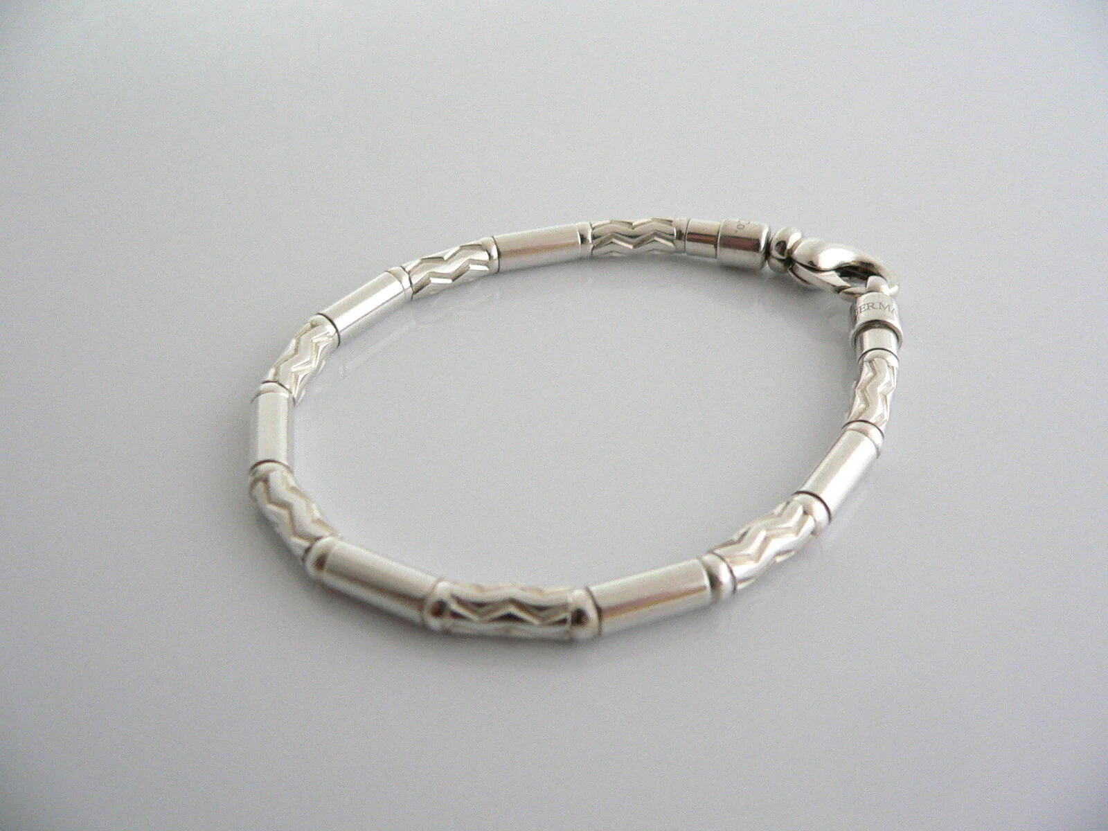 Tiffany & Co Silver Carved Bead Bracelet Etched Bangle Gift Love Statement Art