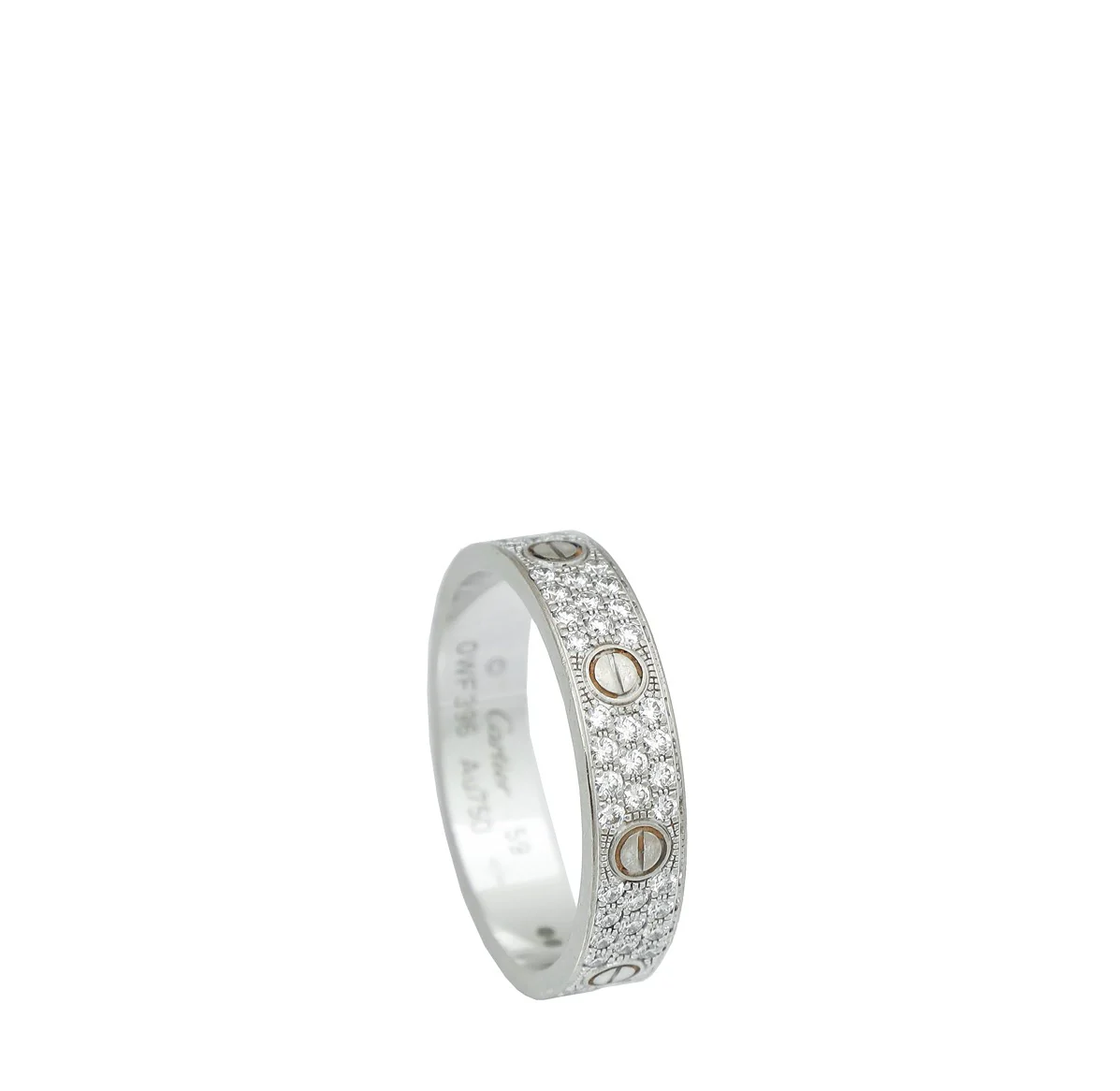 Cartier 18K White Gold Pave Diamond Love Ring 59