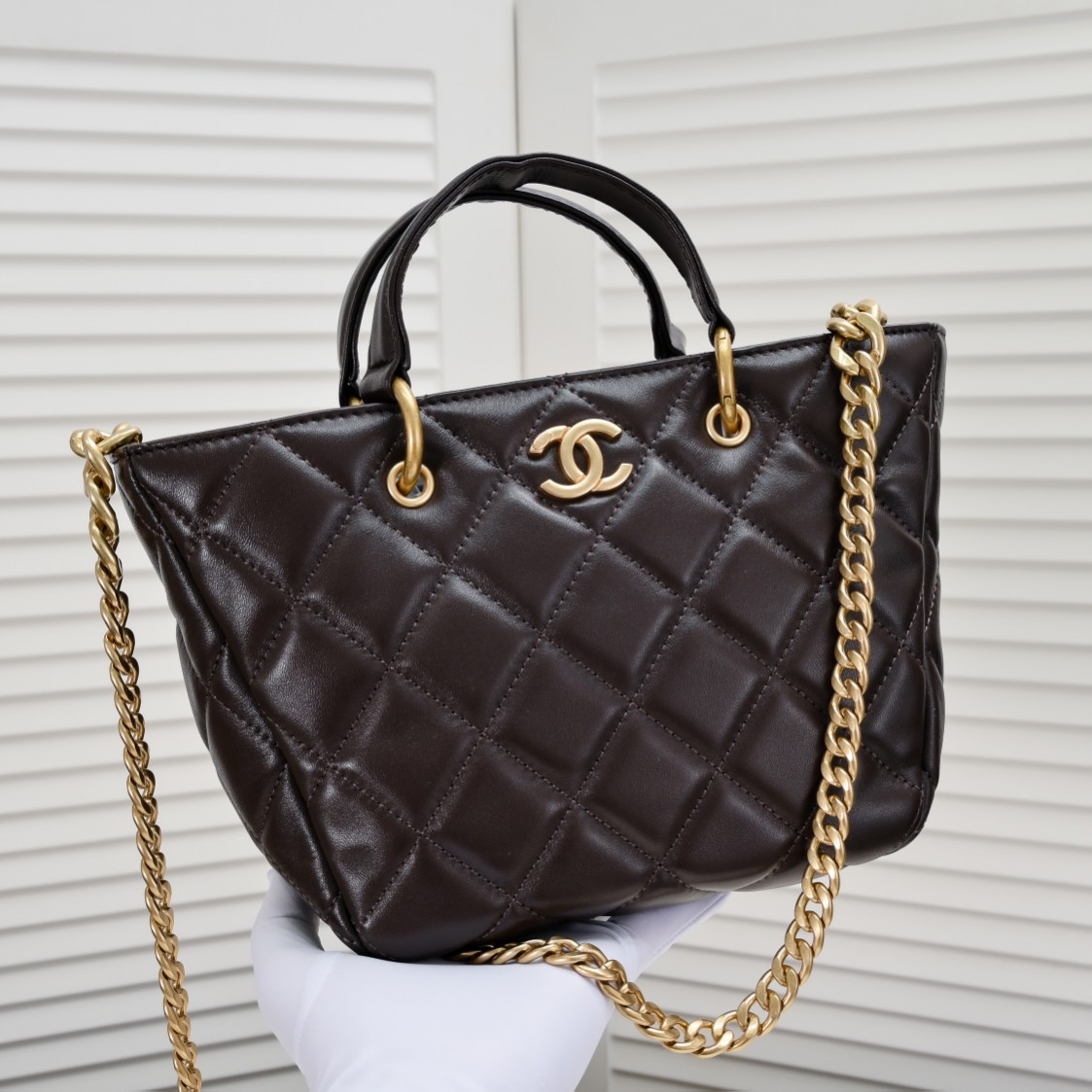 Chanel CC 2Way Chain Shoulder Tote Bag  Leather Shoulder Bag Handbag