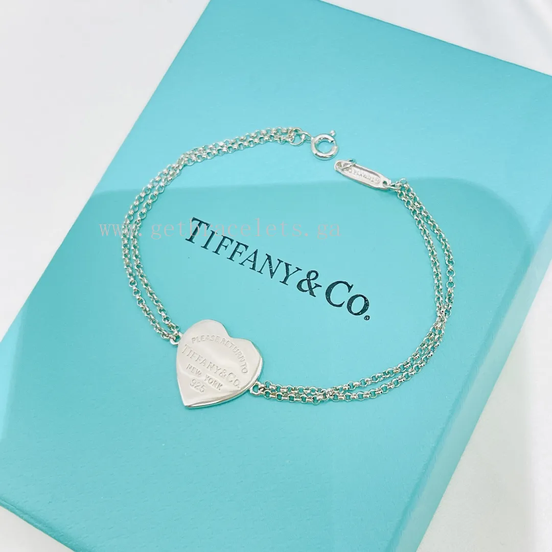 Return to Tiffany Heart Tag Double Chain Bracelet in Silver
