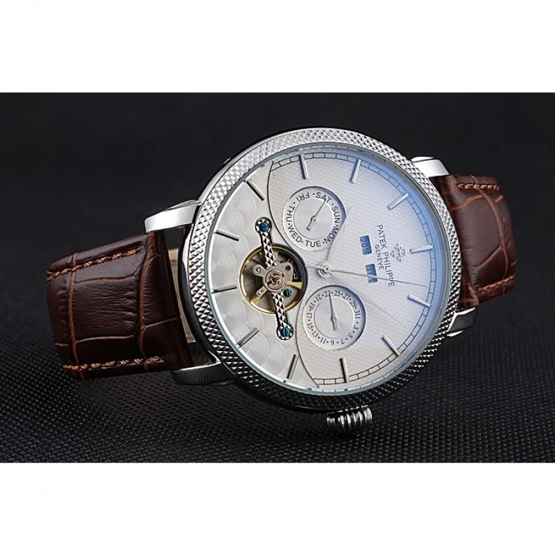 Day Date Tourbillon Dial White 45 mm, Stainless Steel