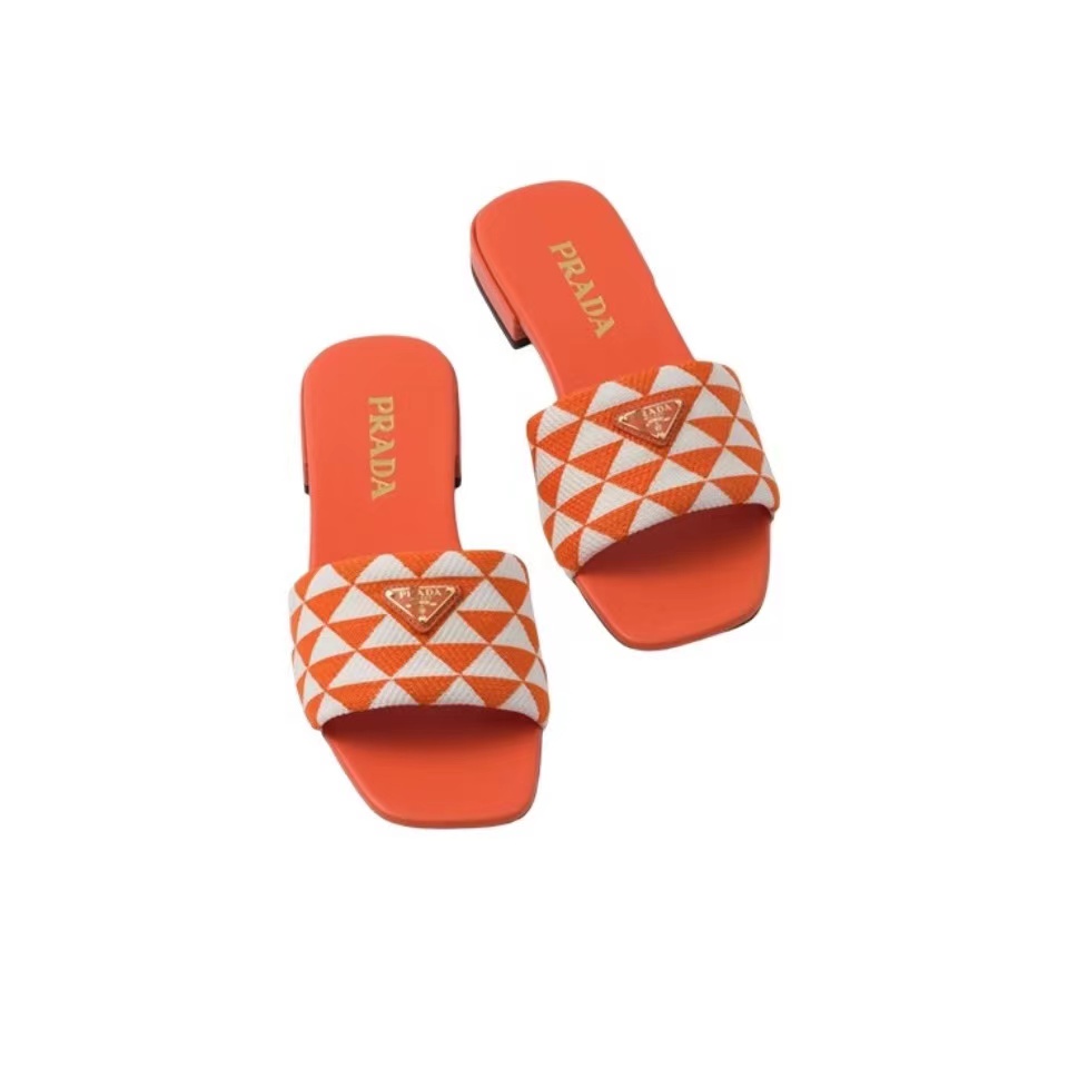 Prada Fabric Flat Bottom Slide Sandal (Replica)