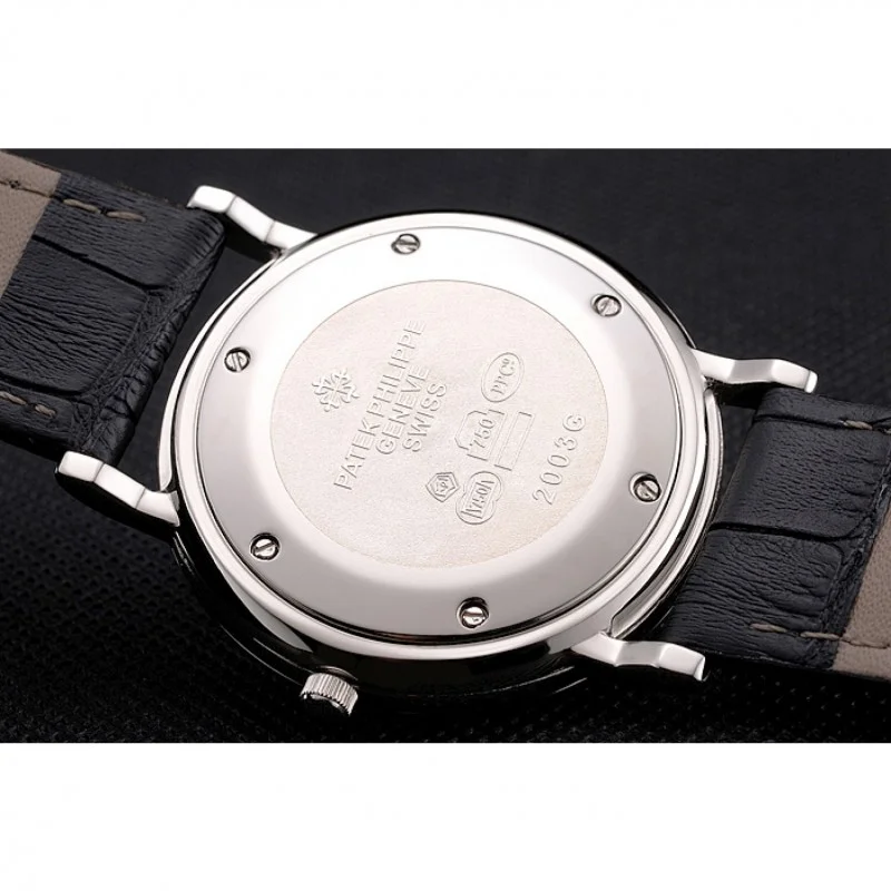 Calatrava Black Dial Diamond 40 mm, Stainless Steel